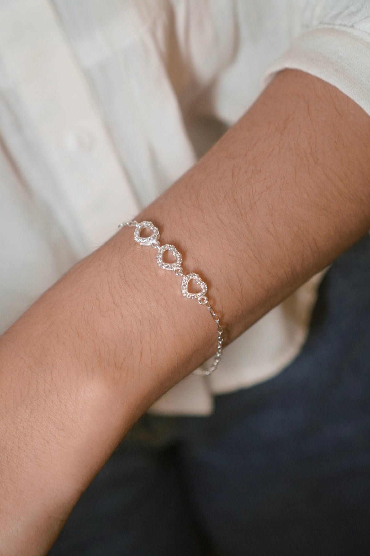 Pulseira trio Amore 19cm - Prata 925