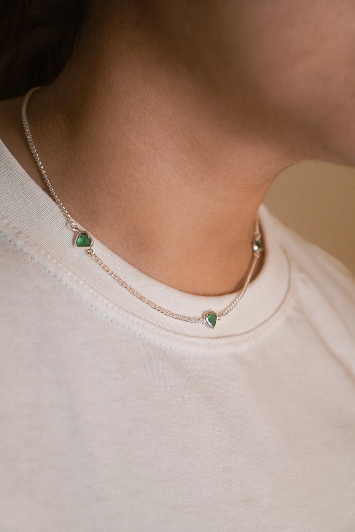 Choker Esmeralda  40 + 5 cm - Prata 925